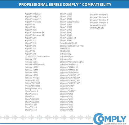 Comply P-Series | Memory Foam Replacement Ear Tips Designed for Etymotic, NuForce, ISOtunes PRO, Q-Jays, & More | Superior Noise Isolation, Ultimate Comfort, Secure Fit | Black, Small (3 Pairs)
