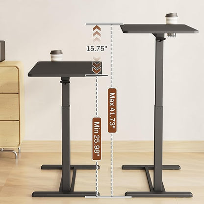 FLEXISPOT Mobile Standing Desk with Wheels Pneumatic Laptop Desk Rolling Computer Cart Movable Height Adjustable Small Sit Stand Workstation Home Use (31.5" W x 17.7" D, Black)