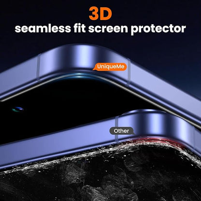 UniqueMe for iPhone 16 Plus Screen Protector - [Military Grade Shatterproof & 9H+ Hardness] Screen Protector 16 Plus Tempered Glass Full Coverage Protection, Easy Installation, 2 Packs