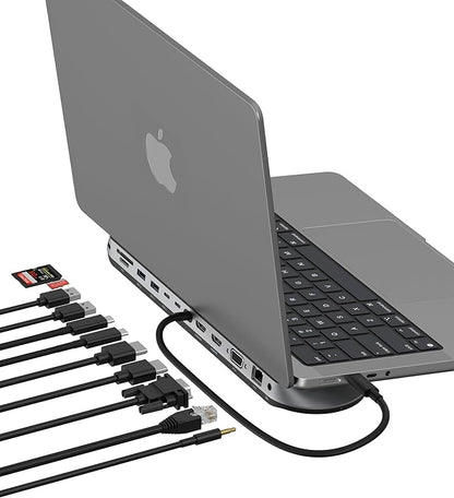 Belkin Connect 11-in-1 Universal USB-C Pro Dock w/ 3-Monitor Support, Silicon Motion Technology - Works with Mac, Windows, and Chromebook - 100W PD w/ 10Gbps Transfer Speeds & 2.5Gbps Ethernet - Grey
