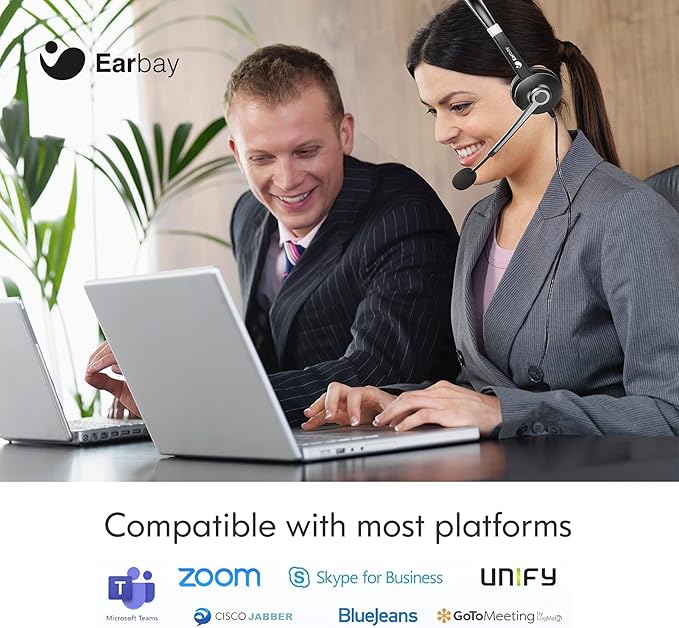 USB Computer Headset with Microphone for Laptop PC,3.5mm Wired Stereo Call Center Headset with Microphone Noise Cancelling, Corded Desktop Headphones with Mic & Mute for Office/Telework/Home/Zoom