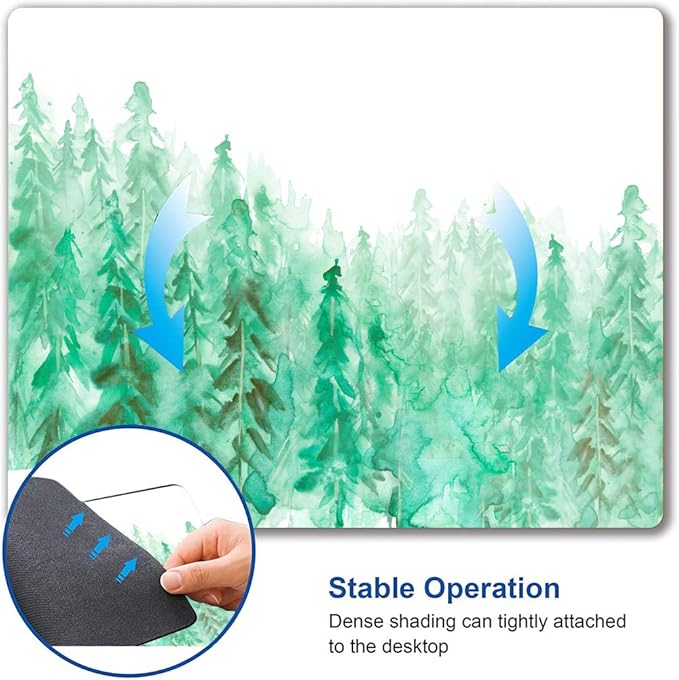 Green Forest Mouse Pad, Watercolor Trees Mouse Pad, Gaming Mouse Mat Square Waterproof Mouse Pad Non-Slip Rubber Base MousePads for Office Home Laptop Travel, Abstract Fog Forest