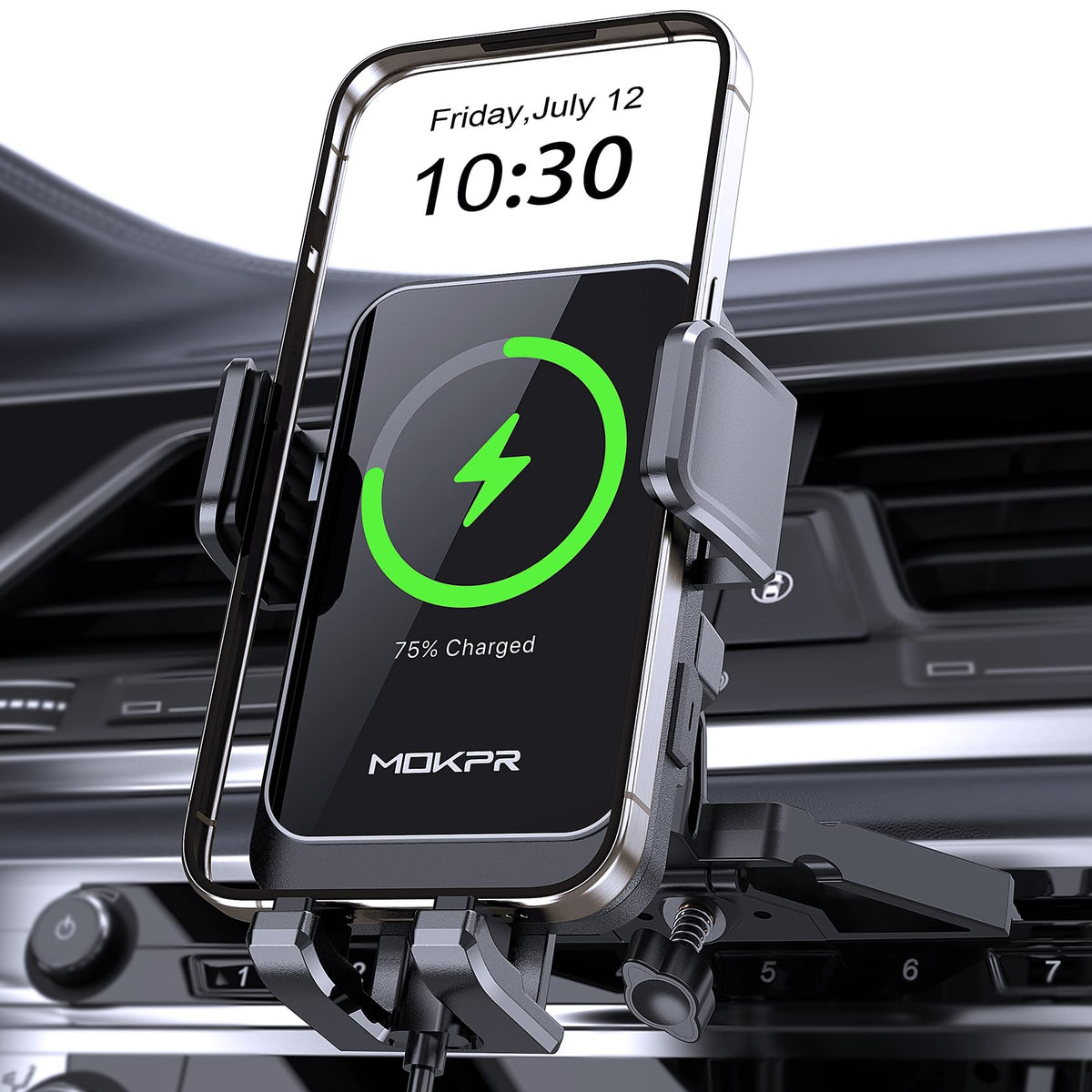 Wireless Car Charger, 15W Fast Charging Auto Clamping Car Mount Charger