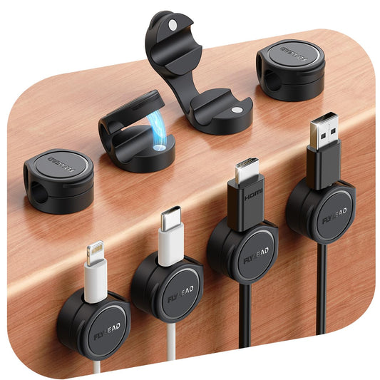 FLYLEAD 8-Pack Silicone Cord Organizer Magnetic Cable Clips, Adhesive
