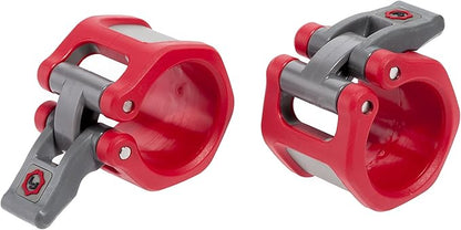 Lock-Jaw Barbell Collars HEX Olympic Barbell Clamps 2 Pcs – Heavy Duty Bar Clamps for 2” & 50mm Olympic Bars – Secure Weight Bar Clamps for Strength Training & Home Gym Accessories – Red