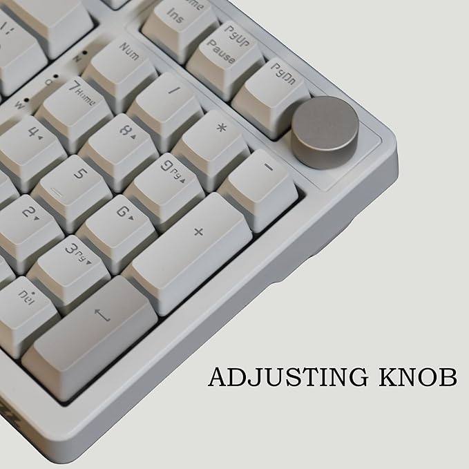 FIRSTBLOOD ONLY GAME. AK992 Retro Wired Mechanical Keyboard, 98 Keys Full Layout, Hot-Swappable USB Gaming Keyboard with Red Switches, Multimedia Keys Knob, Blue Backlit, Anti-Ghosting, Grey