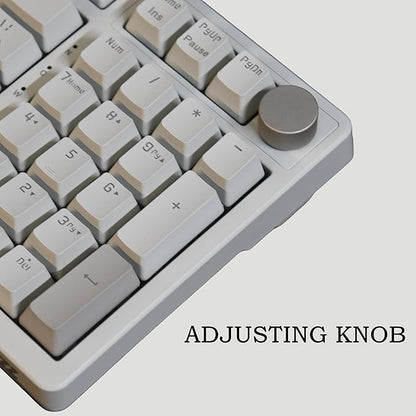 FIRSTBLOOD ONLY GAME. AK992 Retro Wired Mechanical Keyboard, 98 Keys Full Layout, Hot-Swappable USB Gaming Keyboard with Red Switches, Multimedia Keys Knob, Blue Backlit, Anti-Ghosting, Grey