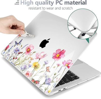 Batianda Case for M1 MacBook Air 13 Inch Model A2337 A2179 A1932 2021 2020 2019 Release,Lovely Creative Series Design Hard Shell with Keyboard Cover & Screen Protector, Spring Flowers