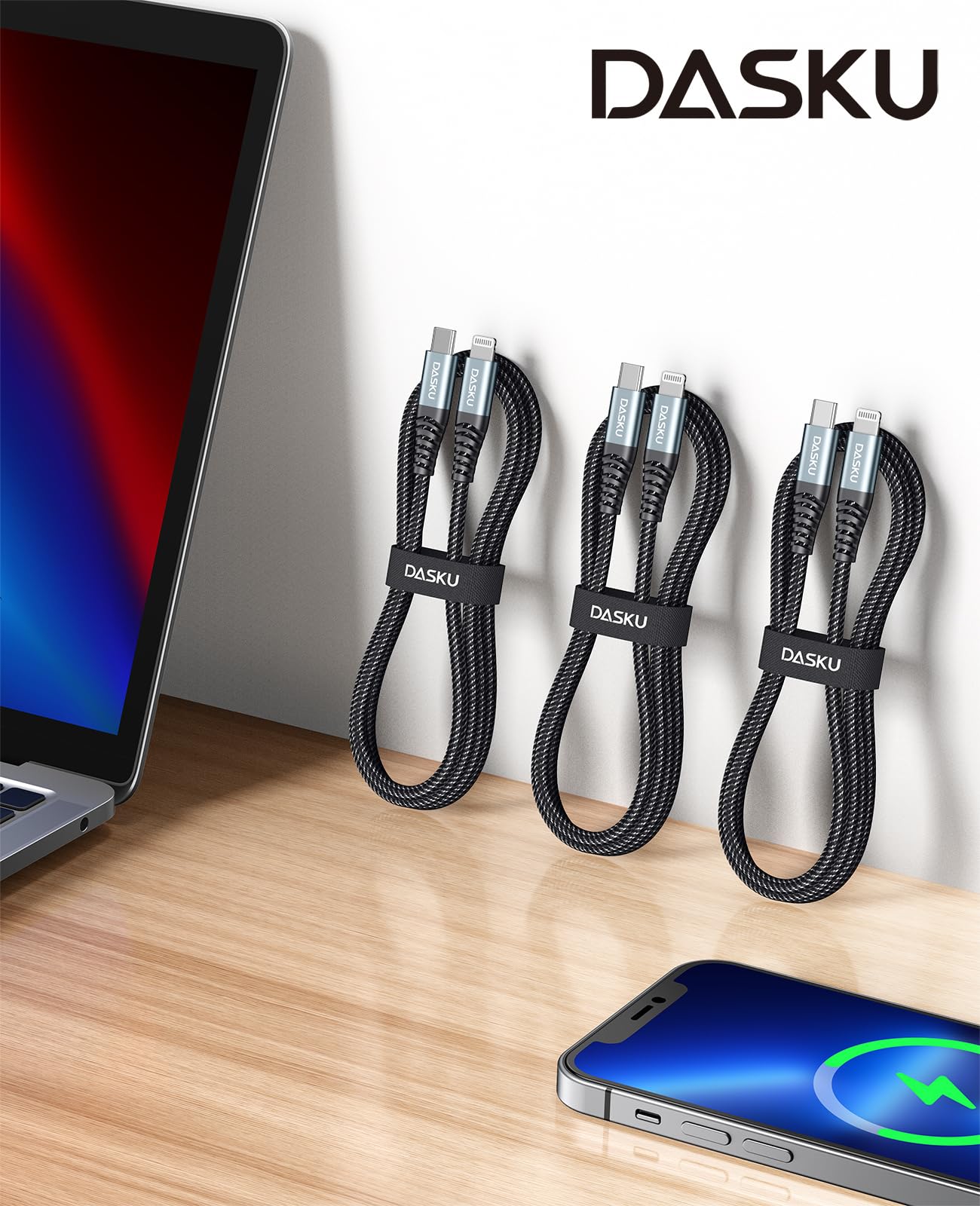 Long USB C to Lightning Cable 10FT, 3Pack [Apple MFi Certified] iPhone Charger Fast Charging Cord for iPhone 14, 13, 12, 11, 8, 7, 6 Plus, 5, X, XR, XS Max, SE, iPad Pro, Air, mini, iPod & AirPods