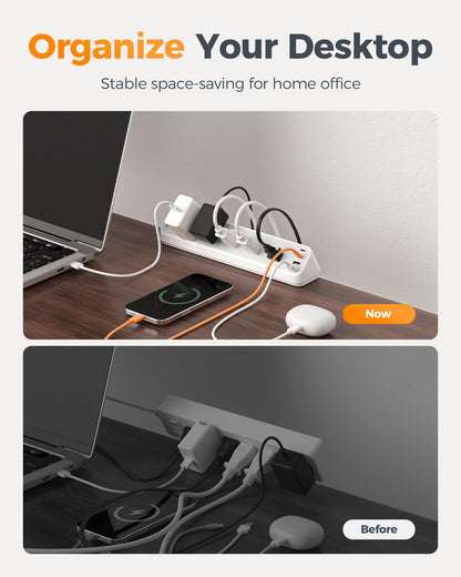 TESSAN Desk Clamp Power Strip 10 Ft with 2100J Surge Protector, Gray