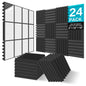 JBER 24 Pack Acoustic Panels Studio Foam Wedges Soundproof Padding