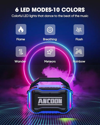 ANCOON Speakers Bluetooth Wireless: 80W(Peak) Loud Speaker with Bass, 20H Playtime, IPX6 Waterproof, Large Jobsite Speakers for Work, Outdoor, Workshop, Garage, Portable Speaker with TWS (Blue)