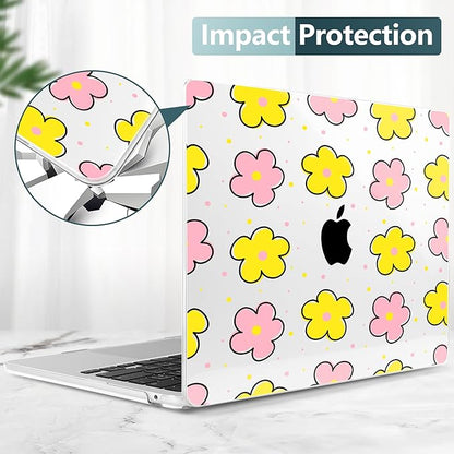 TWOLSKOO Compatible with M4 MacBook Air 13.6 inch Case 2025-2022 Release M4 A3240 M3 A3113 M2 A2681, Plastic Hard Shell & Keyboard Cover & Type C Adapter & Screen Protector, Cute Flowers