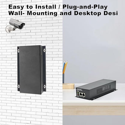 High Power Gigabit PoE++ Injector Adapter, Integrated Power Supply, Convert A Non-PoE Port to A 90W Gigabit Port, Up to 95W to 60W, 30W, 15.4W, Up to 100m (328 ft)