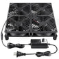 Wathai 120mm x 4 Router TV Box Fan 110v - 240v Big Airflow with Speed Control for DIY Gaming Consoles, Amplifiers, Xbox, Laptop Stand, Mining Machines Devices Cooling