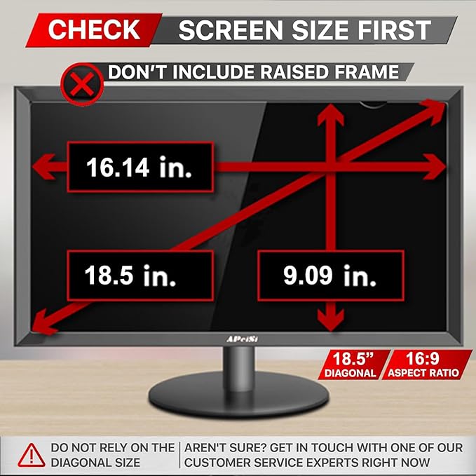 18.5 Inch Privacy Screen Filter for 16:9 Widescreen Monitor | Privacy Shield | Anti-Glare | Anti-Blue light Protector | Eye Protection | Computer Security Private Filter