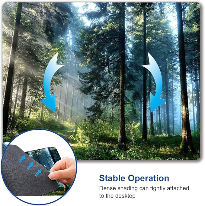Forest Mouse Pad, Natural Scenery Mouse Pad Custom Design, Square Waterproof Mouse Pad Non-Slip Rubber Base MousePads for Office Laptop, 9.5x7.9x0.12 Inch, Nature Misty Forest