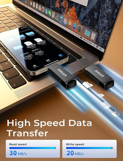 MFi Certified 512GB Flash Drive for iPhone iPad, IMKAR Memory Stick Storage for Photos Videos, Compatible with iPhone iPad Android and PC, Plug and Play No Application Required (Metal Gray)