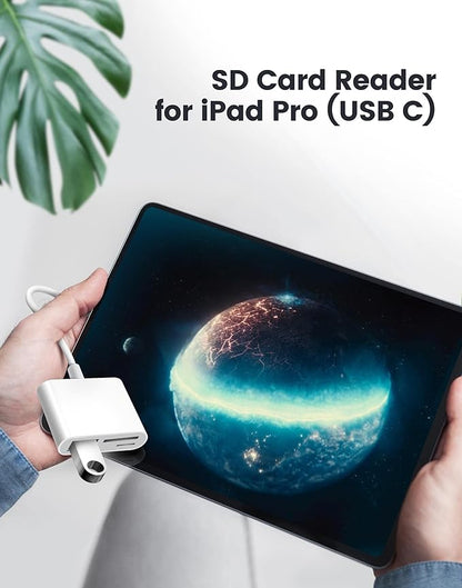 USB C SD Card Reader, Oyuiasle USB C to SD Card for iPhone 15 16/iPad/Mac/Laptop, USB-C/Type C Memory Card Adapter for iMac, iPad Pro Air Mini, MacBook Pro Air,Galaxy,MicroSD/SD