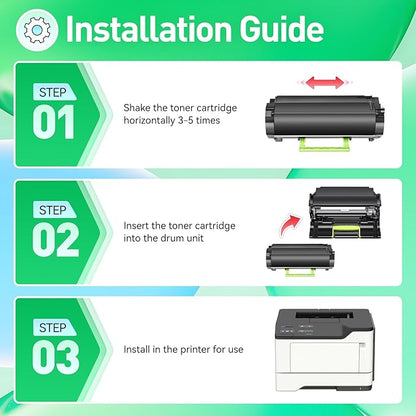 56F1H00 Toner Cartridge Black with Chip Compatible for Lexmark MS321dn MS421dn MS421dw MS521dn MS621dn MS622de MX321adn MX321adw MX421ade MX521ade MX521de MX522adhe MX622ade MX622adhe Printer Ink Copy