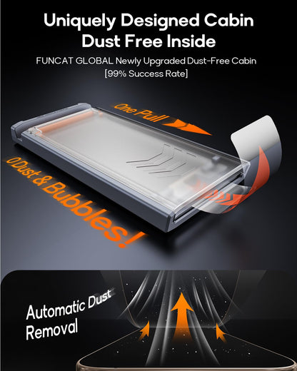 FUNCAT GLOBAL 3 Pack for iPhone 16 Plus Tempered Glass Screen Protector, Dust Free CABIN, Auto Positioning, Bubble Free, High Definition, Easy Installation,9H+ Hardness