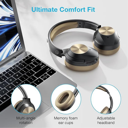 Upgrade Pro‑Level Hybrid Active Noise Cancelling Headphones with HD Sound, Wireless Bluetooth Headphones Over The Ear Unequaled Comfort, Vivid Deep Bass, for Home Office Travel Birthday Gift
