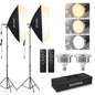 BEIYANG Softbox Lighting Kit, 2x20''x28'' Photography Soft Box with 2 pcs 6000K E27 LED Socket LED Bulbs, Studio Lights for Photography/Video Recording/Live Streaming