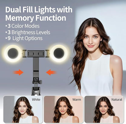 70.9" Auto Face Tracking Tripod 360° Rotation with Lights, Motion Sensor Phone Tripod Stand Selfie Stick with Remote, Face Body Gesture Control Phone Camera Holder for Vlog/Live Stream/Video Recording