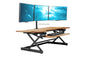 Rocelco 32" Height Adjustable Standing Desk Converter - Sit Stand Computer Workstation Riser - Dual Monitor Retractable Keyboard Tray Gas Spring Assist - Black (R EADRB2)