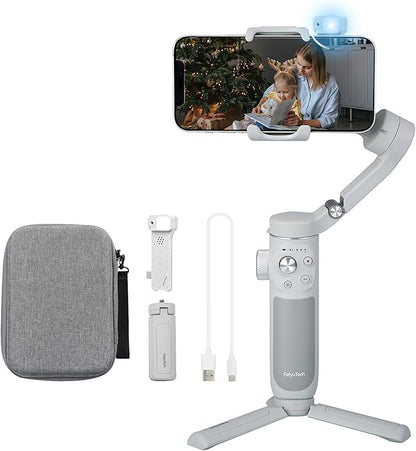 FeiyuTech VB 4SE Kit-Phone Gimbal Stabilizer with Bag,Lighting Enabled Tracking Module, Phone Gimbal for Video Recording,Gesture Control, Fit iPhone&Android,Vertical Shot for YouTube,TikTok,Max 0.69lb
