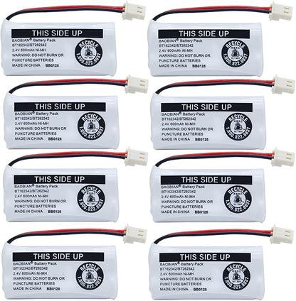BT162342/BT262342 Cordless Phone Batteries 2.4V 600mAh Ni-Mh BT166342/BT266342 CS6114 CS6419 CS6719EL52300 CL80111 (8 Pack)