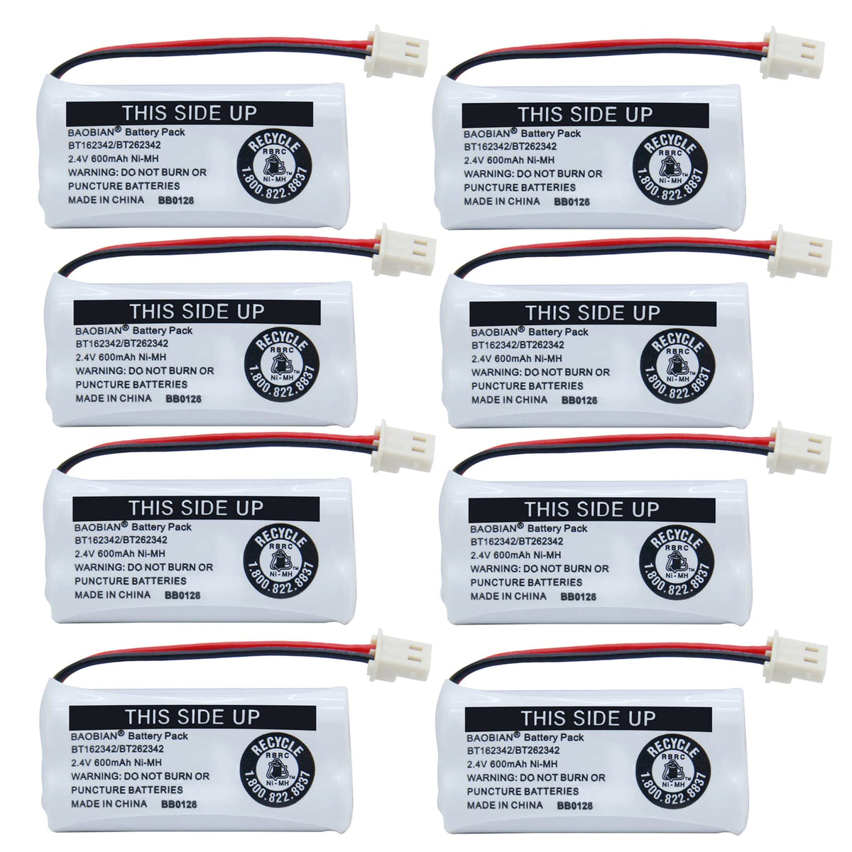 BAOBIAN 2.4V Ni-MH BT162342 BT262342 Battery for BT183342 BT283342 BT166342 BT266342 VTech CS6114 CS6419 CS6719 AT&T EL52300 CL80111 Cordless Phone (2 Pack)