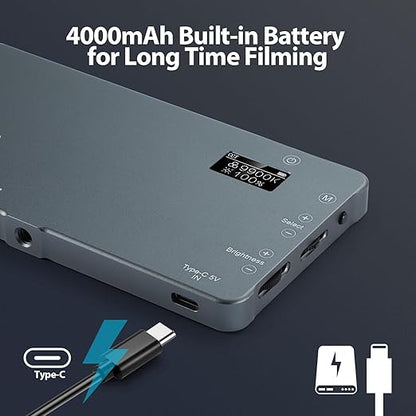 ENEGON 4000mAh Rechargeable Mountable Bicolor LED Video Light with Mini Panel for Professional DSLR Cameras | Photo Video Lighting Long Battery Life | Fits for iPhone Sony Canon Nikon Fuji Panasonic