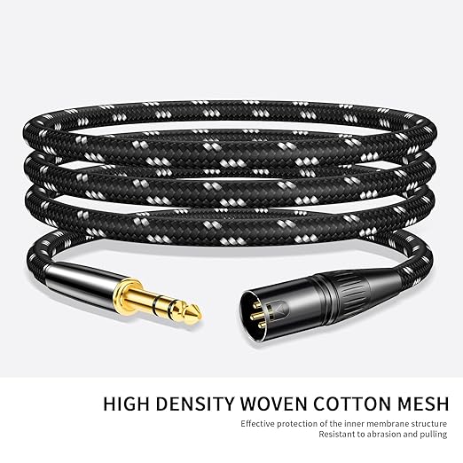 Kumiho XLR Male to 1/4 Inch 6.35mm TRS Stereo Cable Hi-Fi Balanced Bi-Shielded Interconnect Patch Cables for Microphones, Amplifiers, Mixers, Speakers 15FT