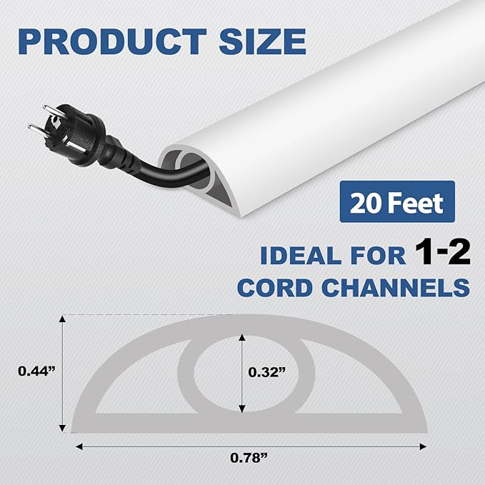 EYAYEN Floor Cord Cover for Wires on Floor Self Adhesive Cord Hider