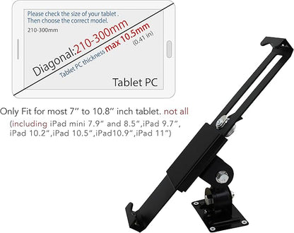 Tablet Wall Mount Holder with Lock and Key, Rotate Design Arbitrary Adjustment,Multi Angle,Bracket for Most 8 to 10.4 Inch,and for iPad Air &10.2,10.9,Pro 11 Galaxy tab,and More (Black)