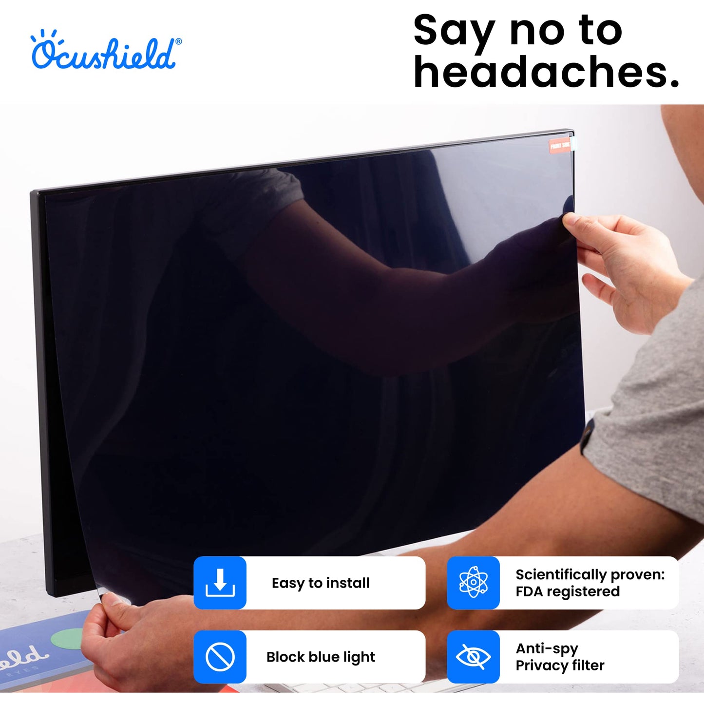 Ocushield 12.5” (16:9) Premium Anti Blue Light Screen Protector with Privacy Filter for Laptops and Computer Monitors - Anti-Glare - Easy Install - Anti-Fingerprint - Reduce Eye Fatigue (277 x 156 mm)