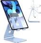 OMOTON Adjustable Tablet Stand for Desk, Upgraded Longer Arms for Greater Stability, T2 Tablet Holder with Hollow Design for Bigger Sized Phones and Tablets Such as iPad Pro/Air/Mini, Blue