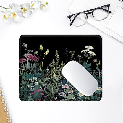 ITNRSIIET Mouse Pad with Stitched Edge Premium Textured Smooth Precise Operation Waterproof Washable Non-Slip Rubber Base Desktop Protection Mat, 10.2×8.3×0.12 inches, Pretty Flowers