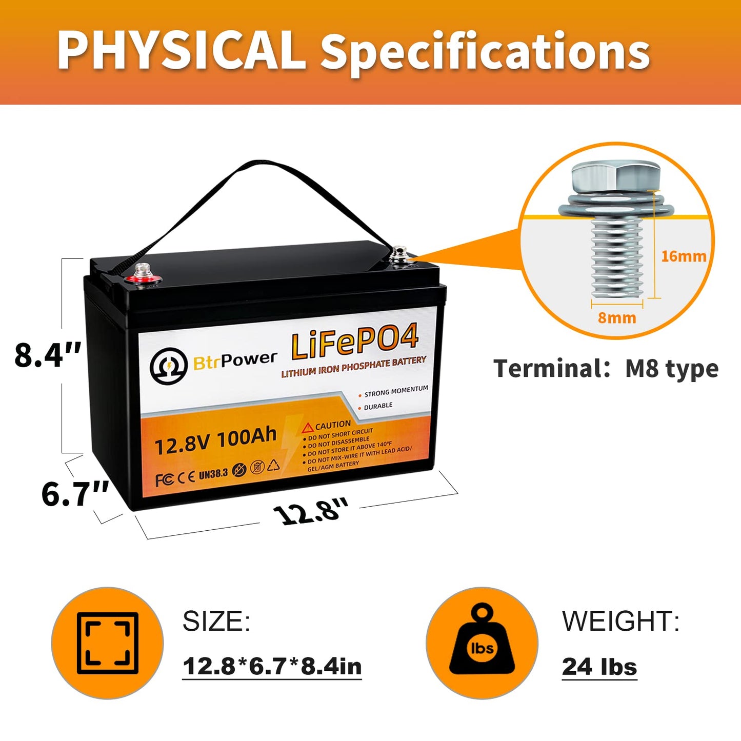 12V Lithium Battery-100Ah Lithium Phosphate Iron LiFePO4 Deep Cycle Battery,100A BMS,4000+ Cycles,Perfect for RV,Trolling Motor,Home Storage,Solar Power System and Outdoor Camping