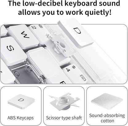 iPad Keyboard Case for 2024 M4 iPad Pro 11 inch, Magic Wireless Keyboard with Trackpad 7 Color Backlit, 360° Rotating Stand Transparent Protective Cover with Pencil Holder (White)