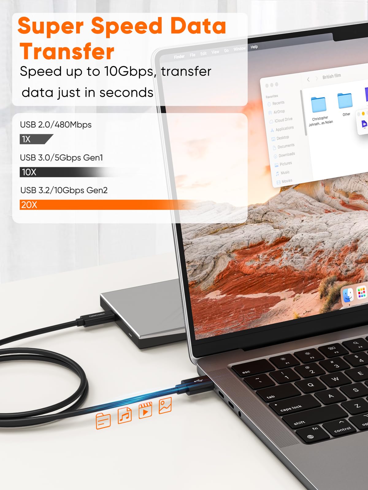 CableCreation USB C to USB A Cable 3FT,Type C to USB 3.1 3.2 Gen2 10Gbps