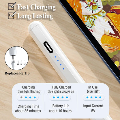 Luntak Stylus Pens for Touch Screens POM Tip Magnetic iPad Pencil Rechargeable Tablet Pencil Active Stylus Pen for iPad/Pro/Air/Mini/iPhone and Other Smartphone Devices