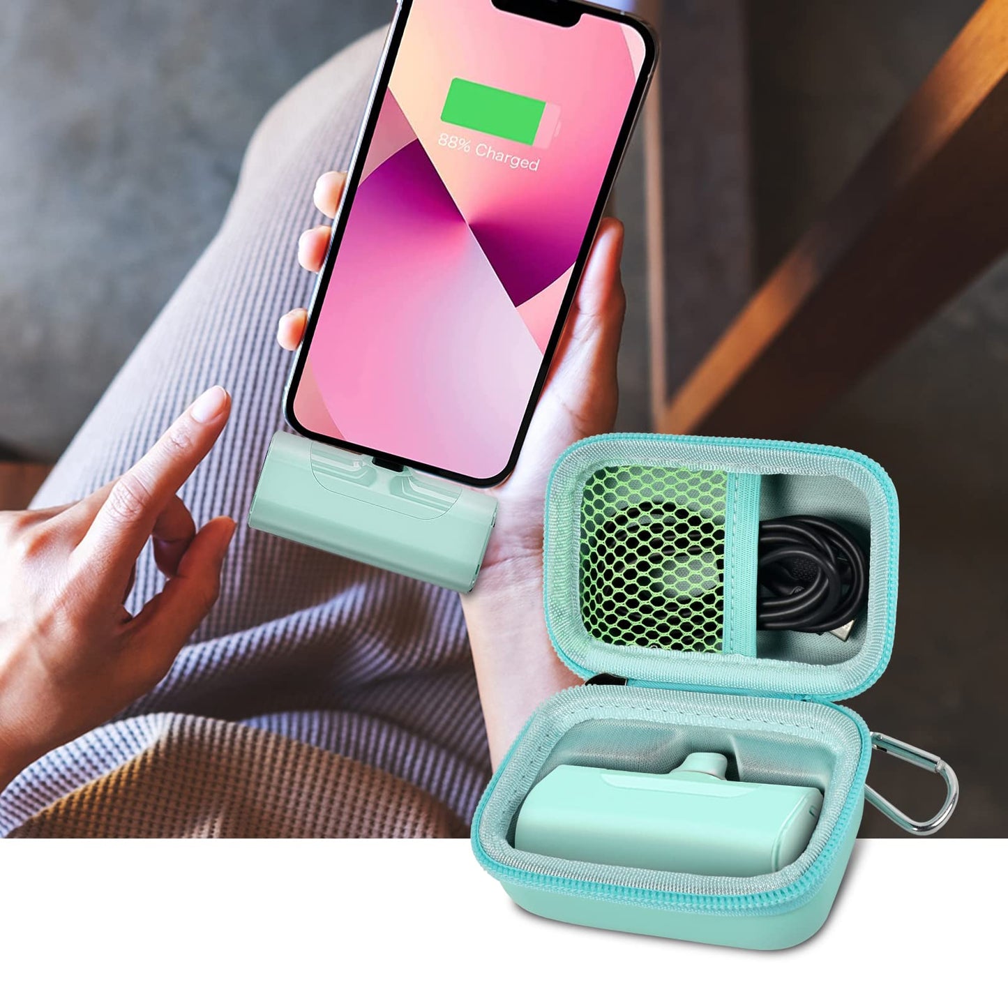 Portable Charger Power Bank Case for Swyop/for Feob/for Charmast/for JEJILL/for LanLuk/for VEGER/for iWALK/for Taegila/for Kuulaa and More Small Charging Battery Pack - Bag Only (Green)