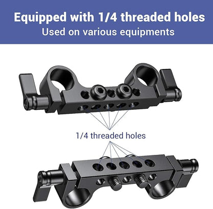 SmallRig Super Lightweight 15mm Railblock, Rod Clamp with 1/4"-20 Thread for Sony for Canon and Other 15mm DSLR Camera Rig Shoulder Support Rail System, Pack of 2-2061