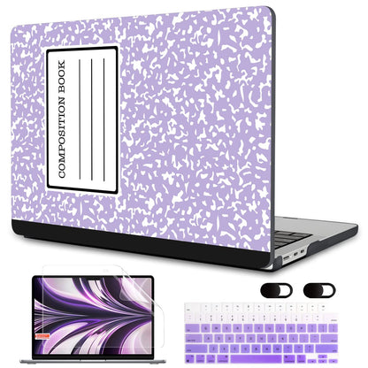 MEEgoodo Case for M5/M4/M3/M2 MacBook Air 13 inch Case 2026 2025 2024 2022, Fit Model A3449/A3240/A3113/A2681, Laptop Hard Shell Compatible with MacBook Air 13.6-inch, Composition Book Purple
