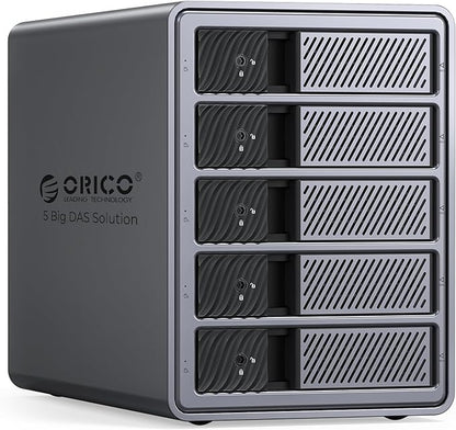 ORICO 5 Bay DAS Hard Drive Enclosure USB 3.0 for SATA 3.5 inch SSDs HDDs Bracket-Free External Hard Drive Bay Max up to 110TB ( Alluminum Alloy) -9858U3