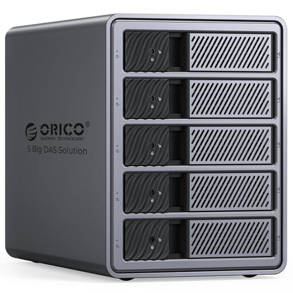 ORICO RAID 5 Bay HDD Enclosures USB 3.0 Push-Pull Mounting for 3.5-inch HDD, Max 110TB, External Direct Attached Storage 8 RAID Modes Supported 9858RU3