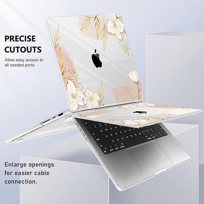 for MacBook Pro 16 inch Case 2021 2022 2023 2024 Release A3186 A3403 M4 A2991 M3 A2780 M2 A2485 M1 Pro/Max, Hard Shell Case with Screen Protector & Keyboard Cover, Floral P295