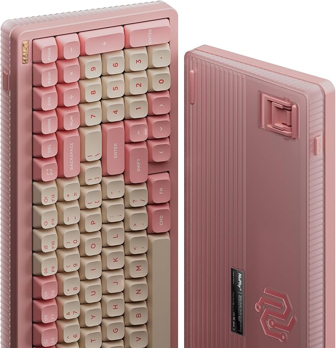 nuphy Halo96 V2 Wireless Keyboard,Gasket Structure,96% Hot Swappable Gaming Keyboard, 99 Kyes RGB Backlit Mechanical Keyboard, Support QMK/VIA,Bluetooth/USB-C/2.4GHz-Pink,Silent Red Clear-Top (45gf)